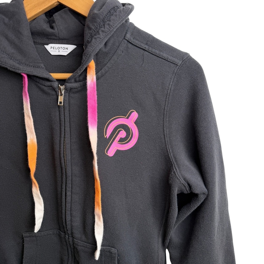 Peloton Womens Zip Hoodie S Black Sweatshirt Training Run Spin Cycling Soft Cozy - Picture 2 of 6